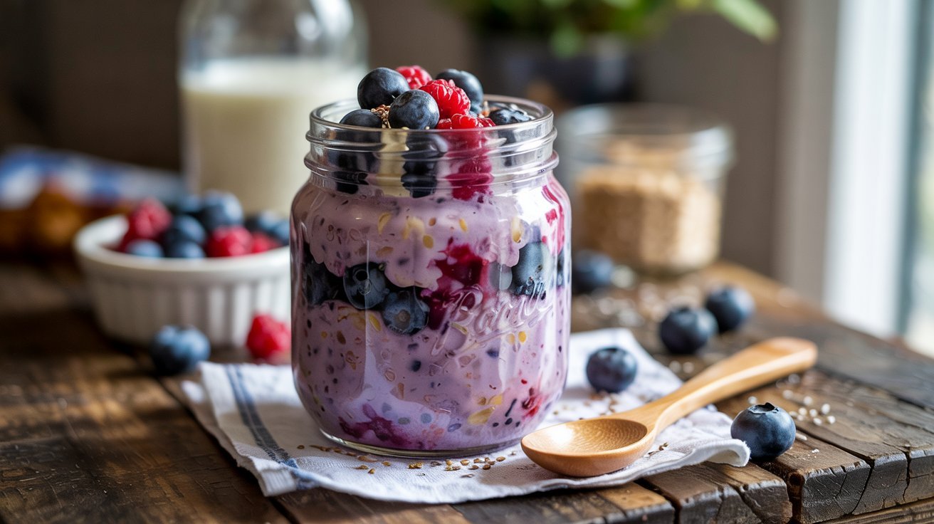 Berry-Infused Purple Power Overnight Oats